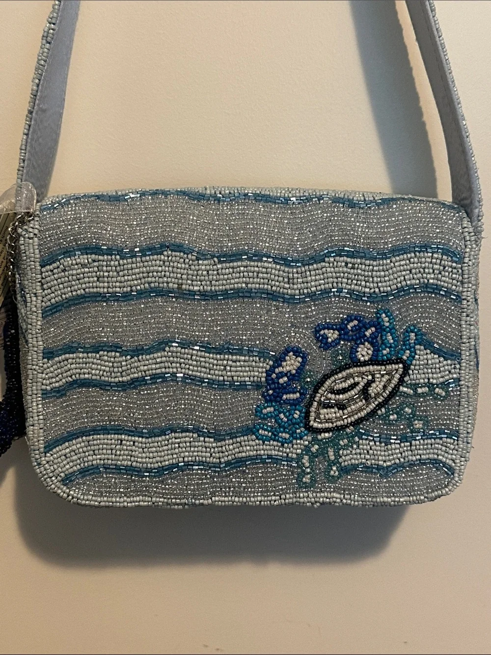 NEW RELEASE Made In India Beaded Blue Whale Bag With Charm NWT